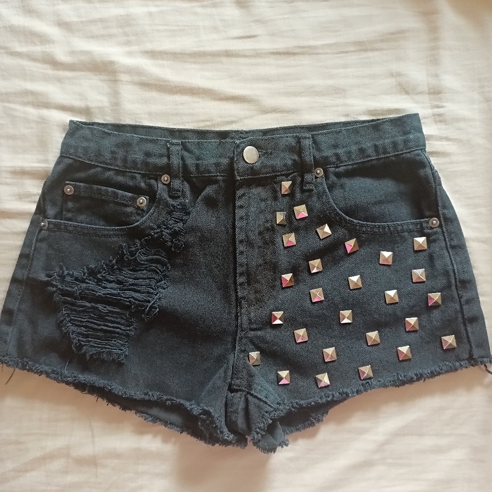 Forever 21 Black Jean Shorts with Studded Details